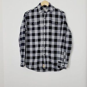 Jachs Men Black White Regular Fit Checkered Cut Away Collar Casual Shirt Size S